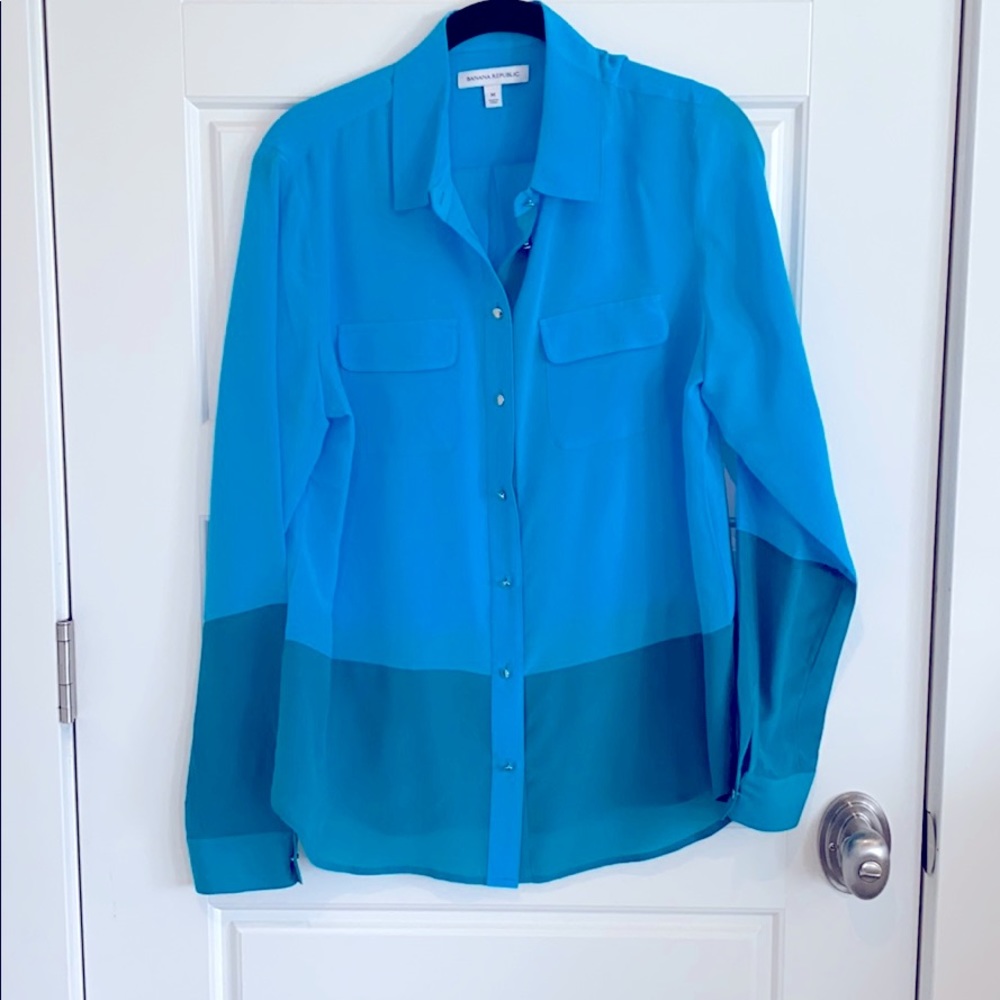 Banana Republic Turquoise/Peacock Silk Blouse